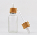 Round Refillable 50ml Frosted Glass Serum Bottle UV Protection